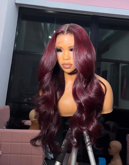 Perruque Body Waves lace closure Burgundy