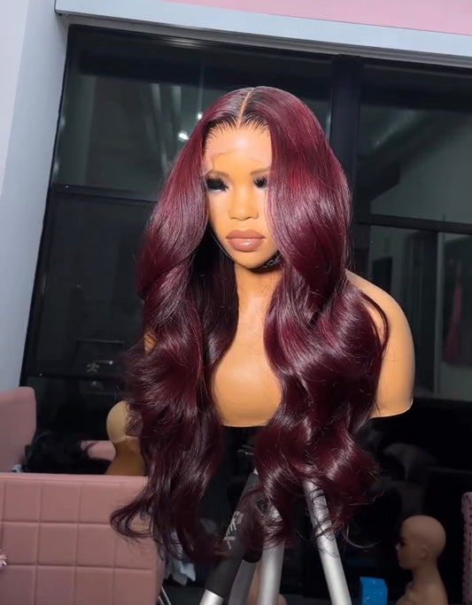 Perruque Body Waves lace closure Burgundy